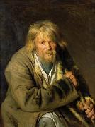 Ivan Kramskoi Old man with a crutch, oil painting artist